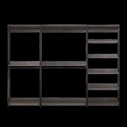 Monica - Wood Walk In Closet System With Spacious Drawer In Wood And Metal Frame - Gray