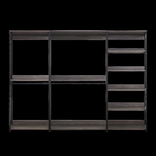 Monica - Wood Walk In Closet System With Spacious Drawer In Wood And Metal Frame - Gray