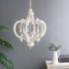 French Country Wood Chandelier, 6 Light Farmhouse Pendant Light Fixture With Adjustable Chain For Kitchen Foyer Hallway Entryway, Bulb Not Included - Beige - Image 7