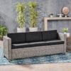 Thalassa - Outdoor 3 Seater Sofa With Removable Cushions And Steel Frame - Dark Gray / Black - Image 2