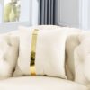 Velvet Button Tufted Sofa Couch With 2 Pillows 3 Seater Luxury Chesterfield Sofa Set With Stainless Steel Accents For Living Room - Beige - Image 9