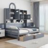 Full Size Daybed With 2 Drawers And All In One Cabinet And Shelf - Gray - Image 25
