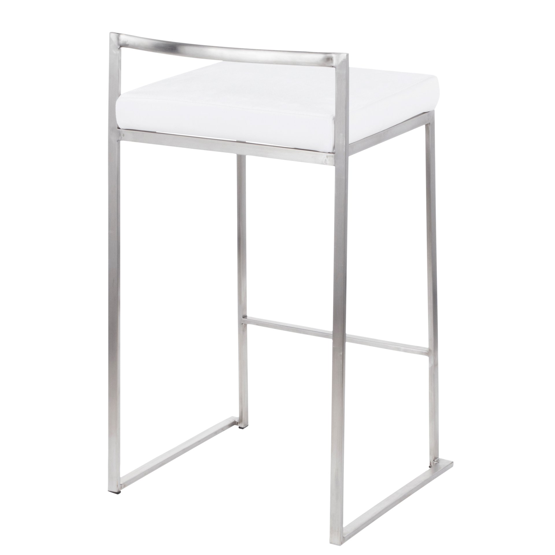 Fuji - Contemporary Stackable Counter Stool (Set of 3) - White - Velvet - Image 4