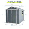 6X8Ft Resin Outdoor Storage Shed Kit-Perfect To Store Patio Furniture - Gray - Image 8
