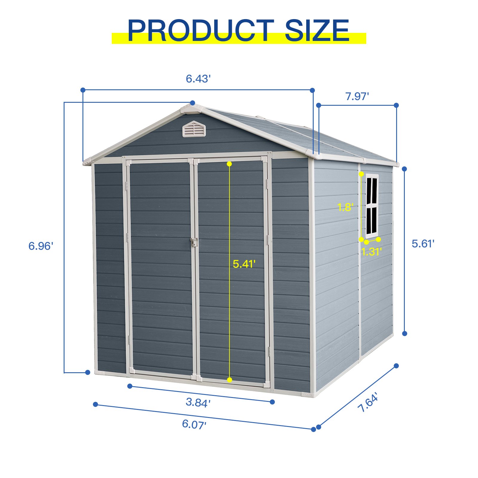 6X8Ft Resin Outdoor Storage Shed Kit-Perfect To Store Patio Furniture - Gray - Image 8