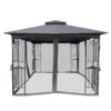 10 X 10 Ft Patio Gazebo Tent With Ventilated Double Roof And Mosquito Net Canopy For Backyard Or Garden - Gray - Image 8