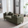 Wide Modern Double Sided Upholstered Chaise Lounge With Throw Pillows - Green - Image 5