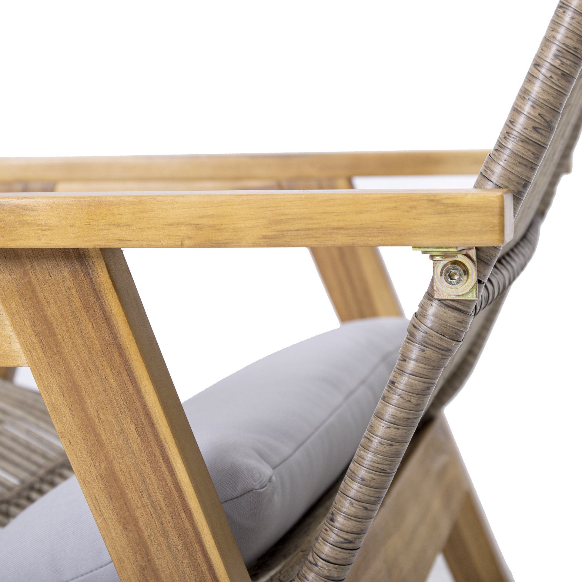 Acacia Wood Cape Woven Wicker Large Lounge Chair With Pillow For Patio, Deck, Yard, Lawn And Garden Seating Wicker (Set of 2) - Teak - Image 22