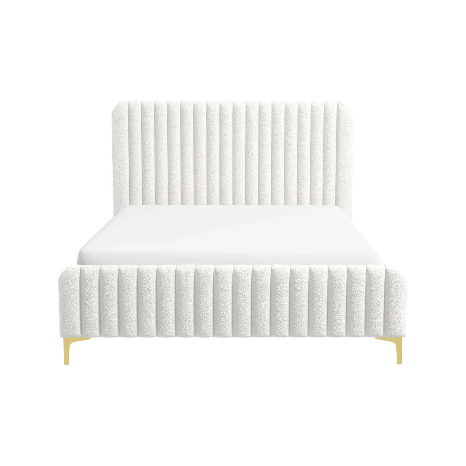 Valery - King Size Platform Bed - Cream - Image 3