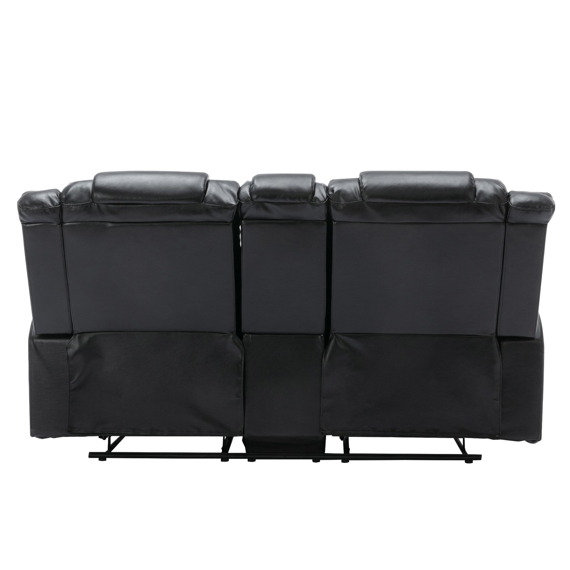 2 Seater Home Theater Recliner Manual Recliner Chair With A Storage Box And Two Cup Holders For Living Room - Black - Image 27