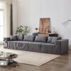 Corduroy Modular L Shaped Sectional Sofa, Luxury Floor Couch Set, 4 Piece Free Combination - Gray - Image 8