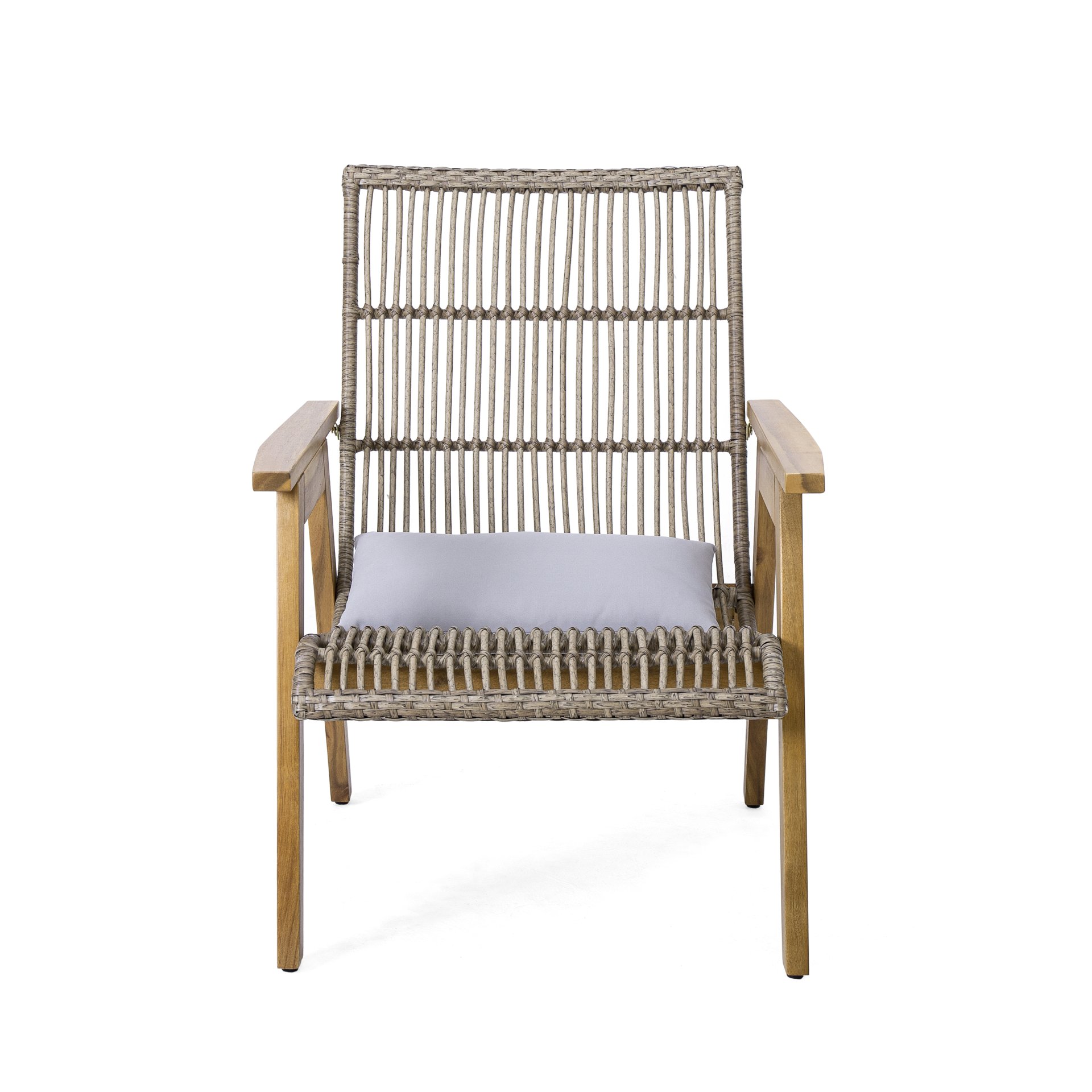 Acacia Wood Cape Woven Wicker Large Lounge Chair With Pillow For Patio, Deck, Yard, Lawn And Garden Seating Wicker (Set of 2) - Teak - Image 12