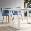 Square Extendable Dining Table With Metal Leg, Modern Space Saving Kitchen Table For Living Room - Antique White - Image 8