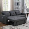 Zoey - Linen Convertible Sleeper Sofa With Side Pocket - Dark Gray - Image 10