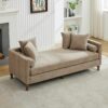 Upholstered Chaise Lounge Indoor With Nailheads, Sleeper Sofa Couch With 4 Throw Pillows & 2 Bolsters, Daybed With Rubberwood Legs - Taupe - Image 9