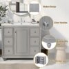 Contemporary Bathroom Vanity Cabinet, 4 Drawers & 1 Cabinet Door, Multipurpose Storage, Resin Integrated Sink, Adjustable Shelves, Solid Wood Frame With MDF - Gray - Image 6