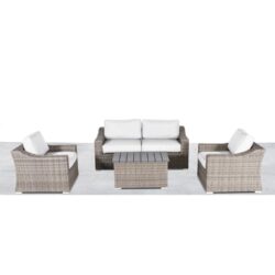 Stylish 4 Person Sofa Seating Group With Cushions Perfect For Outdoor Gatherings - Gray Mix
