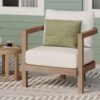 Outdoor Acacia Wood Patio Club Chair, Patio Furniture, Waterproof Thick Cushion Deep Seating For Porch, Weight Capacity 400Lbs - Brown Wash / Beige - Image 6