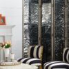 Room Divider, Herero 4 Panel Decorative Screen - Black - Image 9