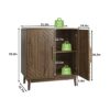 Sideboard Buffet Cabinet With Carved 2 Doors And Adjustable Layer Board For Living Room And Kitchen - Walnut - Image 3