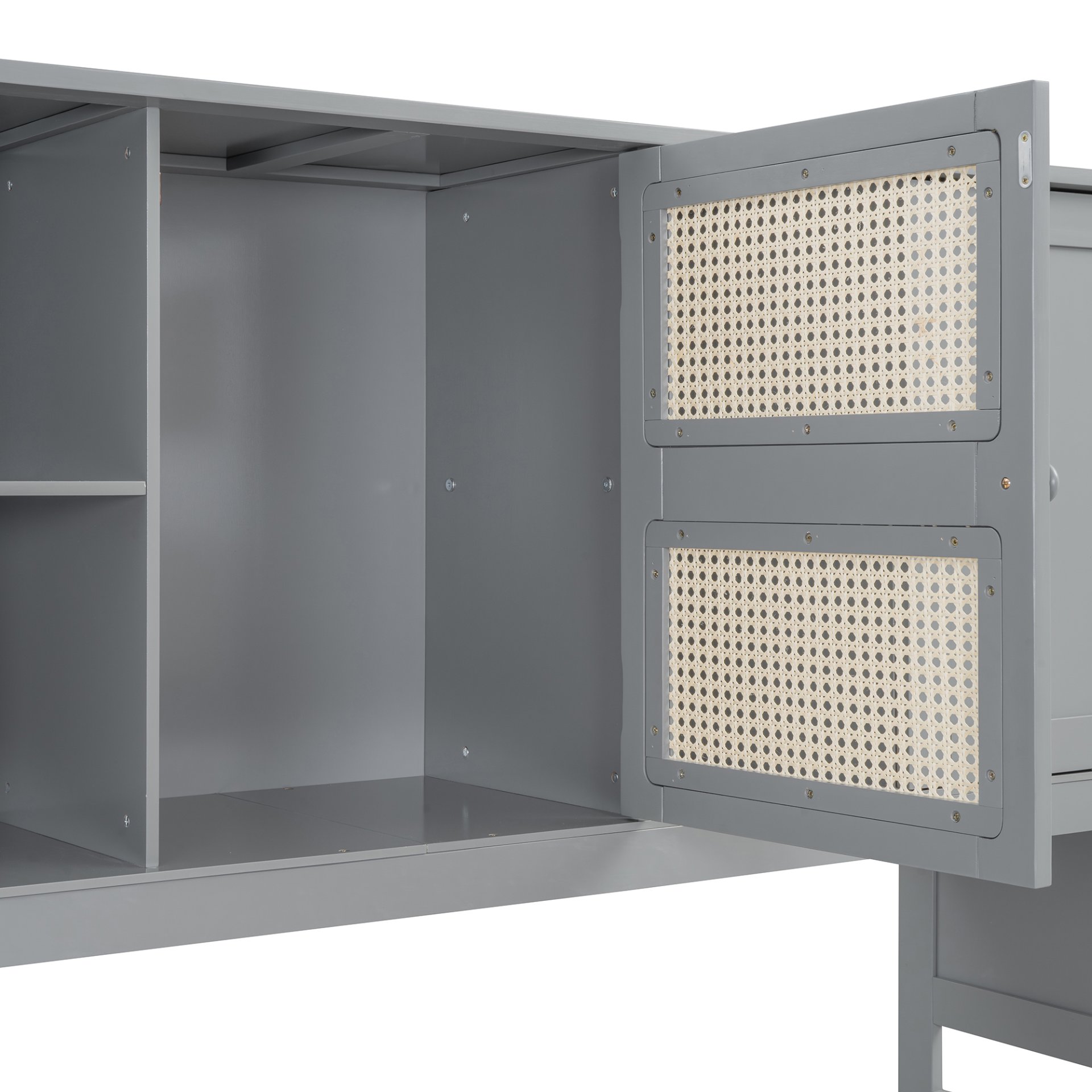 Twin Size Wooden Daybed With Twin Size Trundle, And All In One Cabinet And Shelf - Gray - Image 7