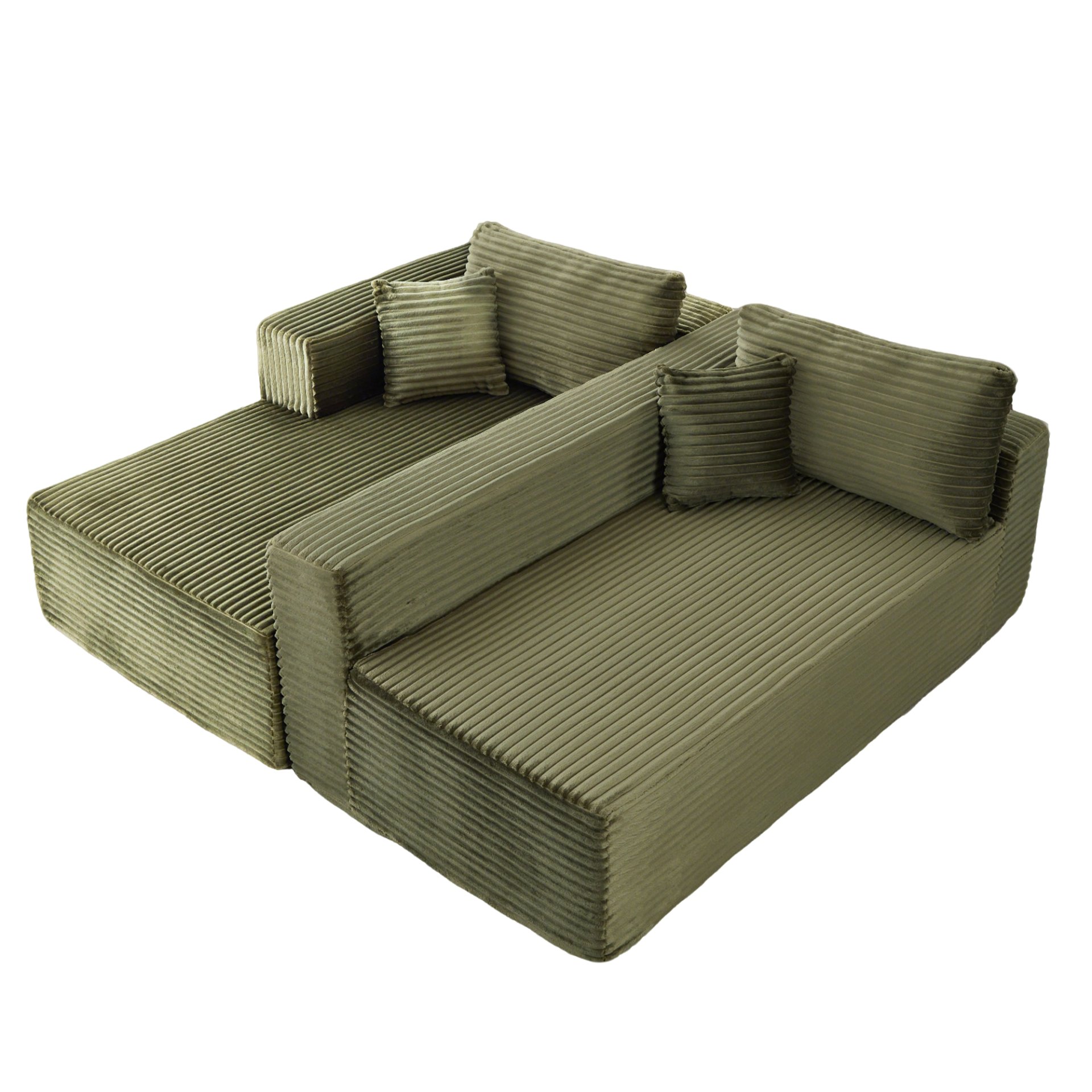 Compression Sectional Couch With Comfy Chaise, Boneless L Shape Sofa With Deep Seat, Minimalist Modular Couches Sleeper - Green - Image 16