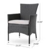 Dimensional Outdoor Dining Chair With Cushion Seat And Iron Frame (Set of 2) - Gray - Image 3