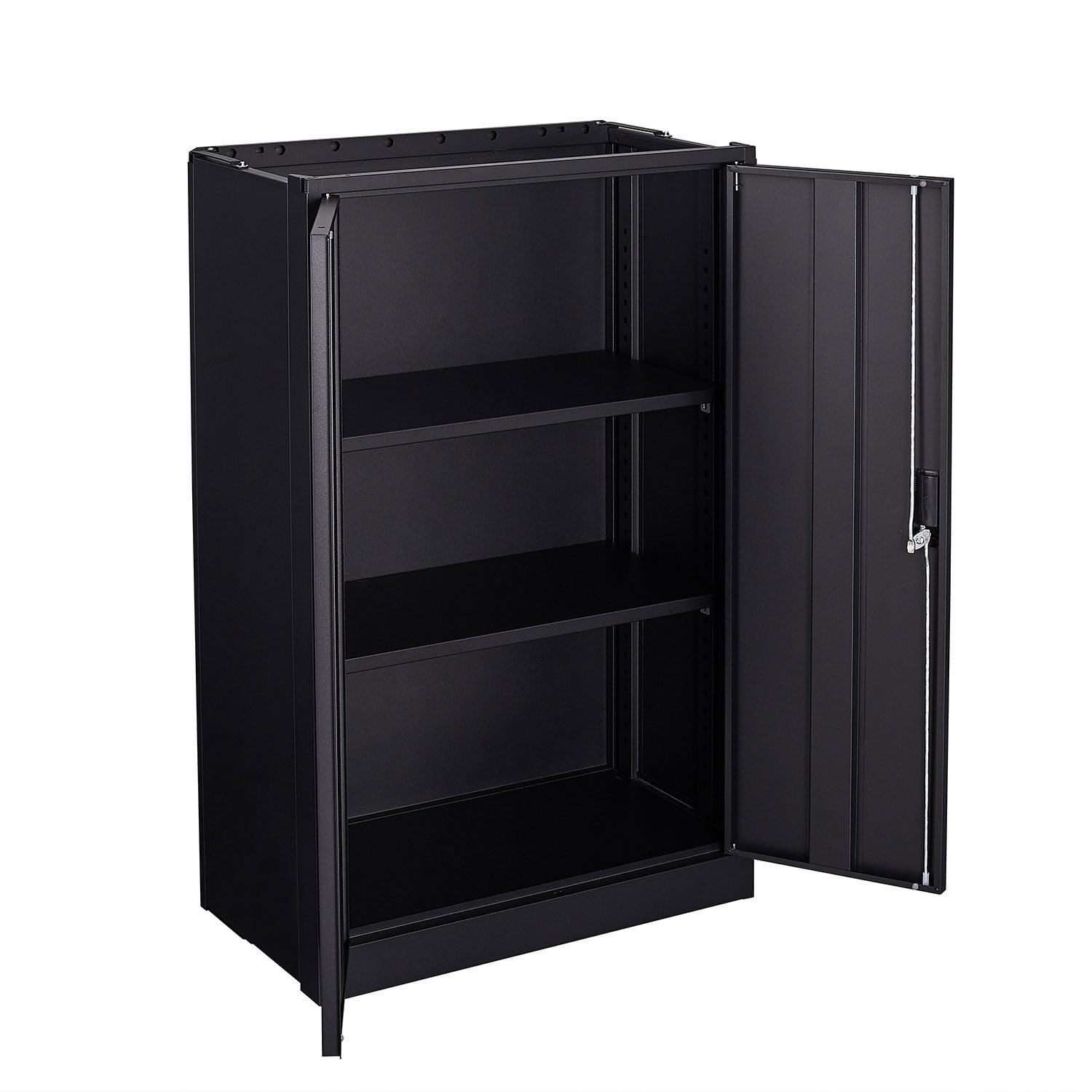 Metal Storage Cabinet With Locking Doors And Adjustable Shelf, Folding Filing Storage Cabinet, Folding Storage Locker Cabinet For Home Office, School, Garage - Black - Image 11