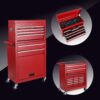 8 Drawer Rolling Tool Chest With 2 In 1 Detachable Top Box, Lockable Wheels, Liners, And Side Hooks Metal Tool Cabinet For Garage - Red - Image 4