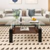 Modern Rectangular Coffee Table With Tempered Glass Top Layer, Table For Living Room - Transparent - Image 5
