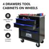 4 Drawer Multifunctional Tool Cart With Wheels - Black / Blue - Image 6
