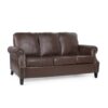 Contemporary 3 Seater Sofa Upholstery And Nailhead Trim - Dark Brown - Image 6