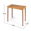 Outdoor Minimalist Acacia Wood Rectangle Bar Table, Durable Hardwood - Teak - Image 3