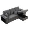 Reversible Sleeper Sectional Sofa Bed With Side Shelf And 2 Stools, Pull-Out L-Shaped Sofa Bed, Corner Sofa-Bed With Storage Chaise Left / Right Hande For Living Room - Blue / Black - Image 11