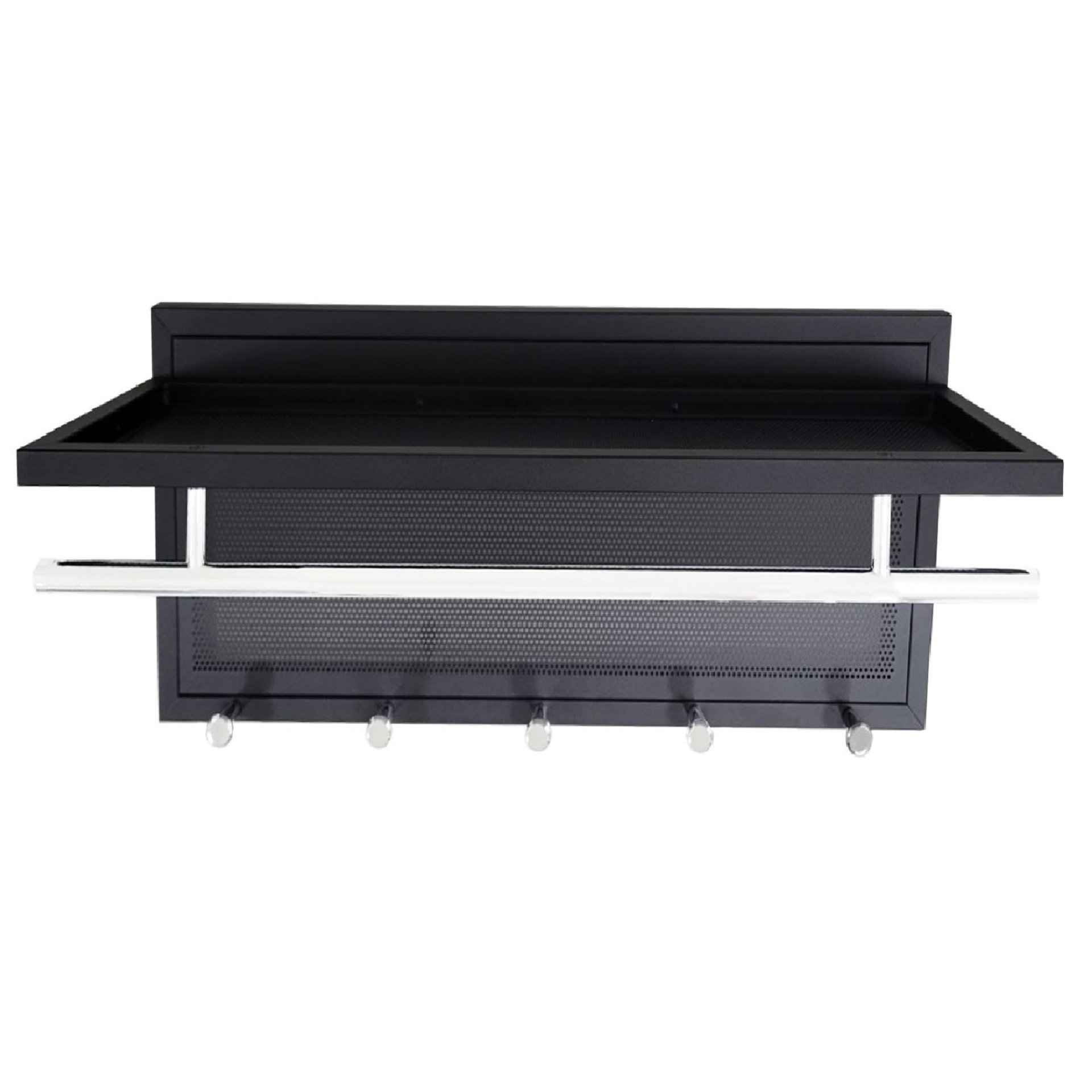 Esyspot - Metal Powder Coating Hook Wall Mounted With Shelf - Black Chrome - Image 4