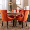 Nikki - Modern, High-End Tufted Solid Wood Contemporary Velvet Upholstered Dining Chair With Wood Legs Nailhead Trim (Set of 2) - Orange - Image 17