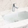 Single Handle Lavatory Basin Sink Faucet Brass Bathroom Faucet With Hot And Cold Water Control - Chrome - Image 2