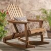 Outdoor Adirondack Rocking Chair With Hand Crafted Details - Natural - Image 2