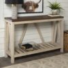 Farmhouse A Frame Entry Table With Lower Shelf - Dark Walnut / White Oak - Image 4