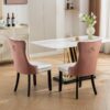 Nikki - Modern, High-End Tufted Solid Wood Contemporary And Velvet Upholstered Dining Chair With Wood Legs Nailhead Trim (Set of 2) - White / Pink - Image 17