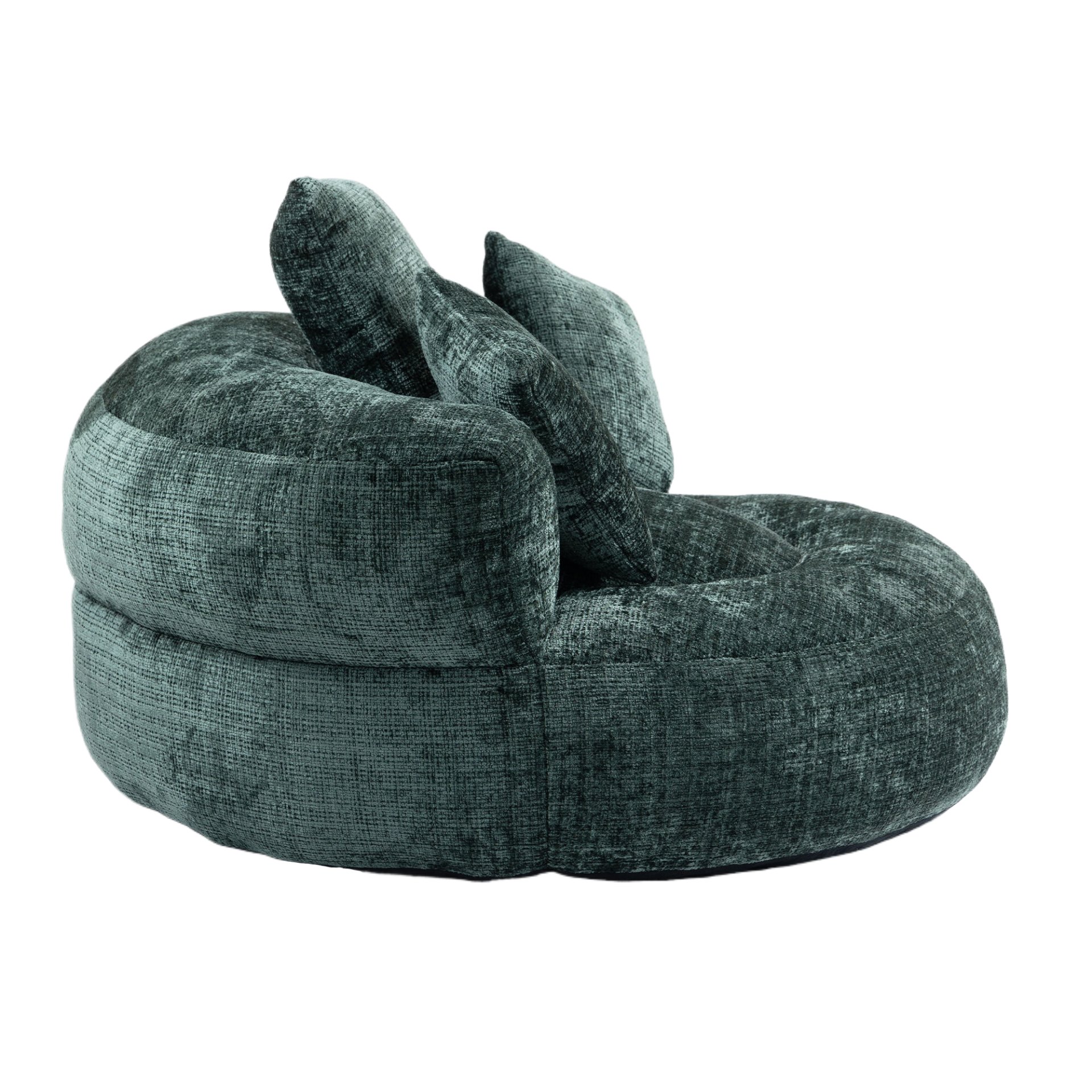 Chenille High Back Bean Bag Chair Couch With 3 Pillows, Indoor & Outdoor, Single Gaming Sofa For Bedroom - Emerald - Image 12