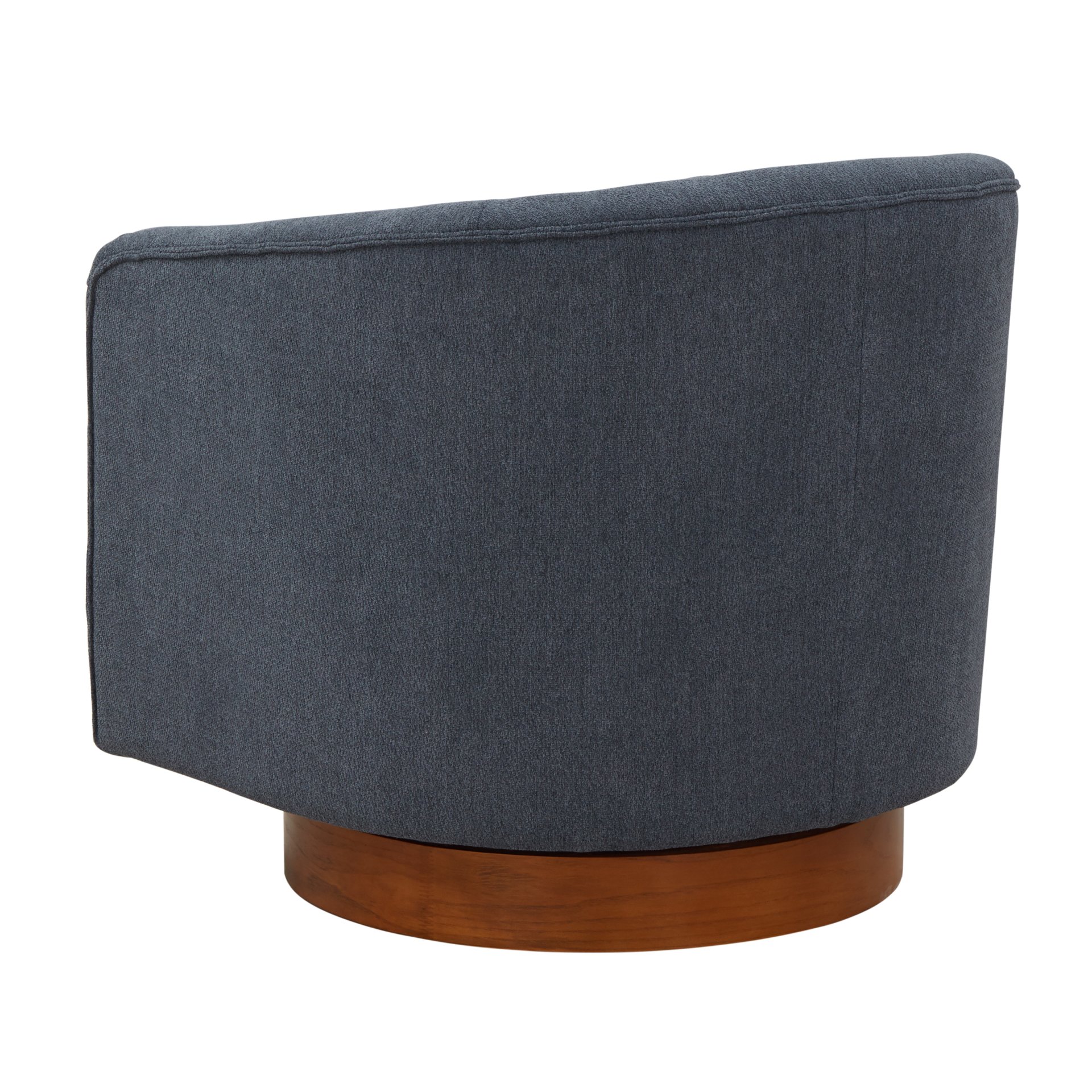 Miramar - Chenille Swivel Chair With Wooden Base And Plush Cushion - Blue - Image 8