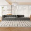 Modular Combination Living Room Sofa Set, Modern Minimalist Sofa, Living Room Upholstered Sofa Bed, Bedroom, 2 Pieces Computer Free Combination, L - Shaped - Black Gray - Image 10