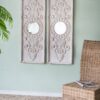 Large Wooden Wall Art Panels With Distressed Round Mirror Accents (Set of 2) - White - Image 6