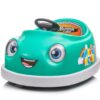 Bumper Car For Kids, 12V Dual Drive 1-6 Years Old Children's Electric Car With Pushrod Dinner Plate USB Bt Music Rocking Horse Mode Anti-Collision Bumper Ride On Car - Green - Image 12