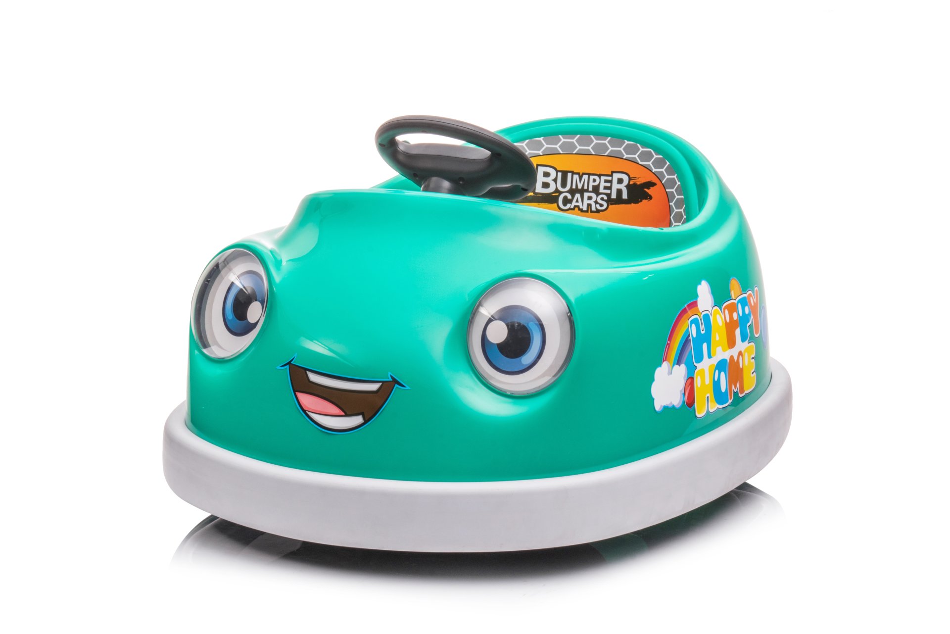 Bumper Car For Kids, 12V Dual Drive 1-6 Years Old Children's Electric Car With Pushrod Dinner Plate USB Bt Music Rocking Horse Mode Anti-Collision Bumper Ride On Car - Green - Image 12
