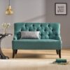Nicole - French Style Upholstered Loveseat With Tufted Backrest - Teal - Image 5
