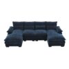 Modern U-Shaped Sectional Sofa With Waist Pillows, 6 Seat Upholstered Symmetrical Sofa Furniture, Sleeper Sofa Couch With Chaise Lounge - Blue - Image 21