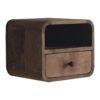 Extra Mini Wall Mounted Curved Nightstand With Open Slot - Brown - Image 7