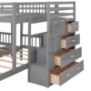 Full Over Twin & Twin Classic Triple Bunk Bed With Drawers And Guardrails - Gray - Image 5